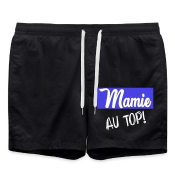 OMA. MUTTERTAG. ALLES GUTE ZUM TAG DER OMA - Badeshorts - Schwarz - Vorne - AI Model Male 185 light (185cm)