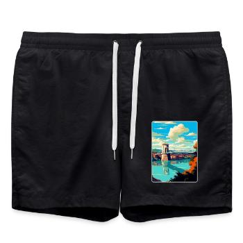 Bristol England Uk Vintage Travel Poster Souvenir - Swim Trunks - black - Front - AI Model Male 185 light (185cm)