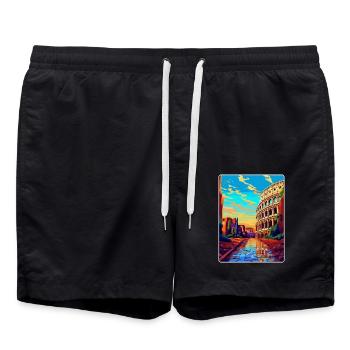 Rome Italy Vintage Travel Poster Souvenir Souvenir - Swim Trunks - black - Front - AI Model Male 185 light (185cm)