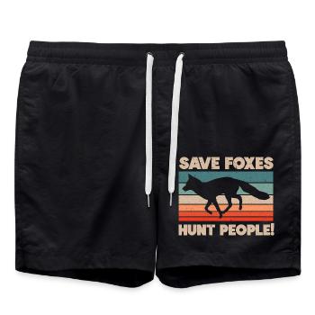 Füchse jagen Menschen Wildtiere Füchsin Fuchs - Badeshorts - Schwarz - Vorne - AI Model Male 185 light (185cm)