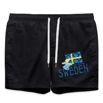 Schweden Sverige Sweden - Badeshorts - Schwarz - Vorne - AI Model Male 185 light (185cm)