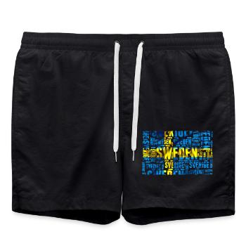 Schweden Flagge - Badeshorts - Schwarz - Vorne - AI Model Male 185 light (185cm)