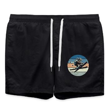 Ski Fahrer Vintage - Badeshorts - Schwarz - Vorne - AI Model Male 185 light (185cm)