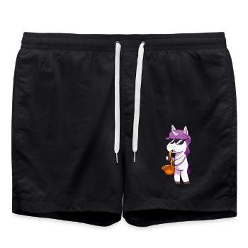 Unicorn Einhorn Saxophon Jazz Saxofon - Badeshorts - Schwarz - Vorne - AI Model Male 185 light (185cm)