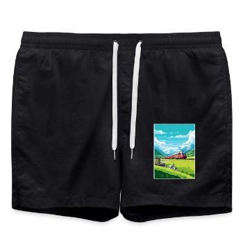 Glacier Express Schweiz Vintage Reiseplakat - Badeshorts - Schwarz - Vorne - AI Model Male 185 light (185cm)