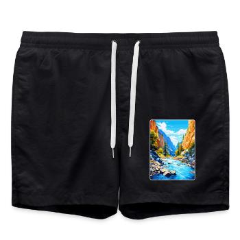 Samaria Schlucht Griechenland Vintage Reise Poster WPA Kunst - Badeshorts - Schwarz - Vorne - AI Model Male 185 light (185cm)
