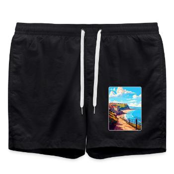 Scarborough England Uk Vintage Reiseposter WPA - Badeshorts - Schwarz - Vorne - AI Model Male 185 light (185cm)