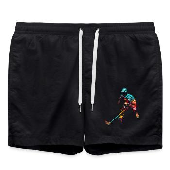 Wachsamer Floorball Schlussmann - Badeshorts - Schwarz - Vorne - AI Model Male 185 light (185cm)