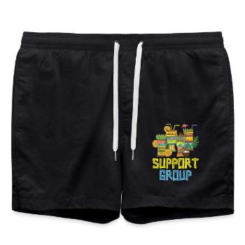 Selbsthilfegruppe Hawaiianische Luau Party Tiki Ba - Badeshorts - Schwarz - Vorne - AI Model Male 185 light (185cm)