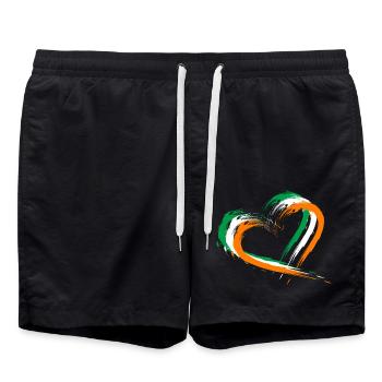 Herz Bürste Flagge Irland Fahne Farben Design - Badeshorts - Schwarz - Vorne - AI Model Male 185 light (185cm)