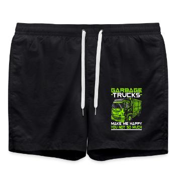 Garbage Truck Trash Collector Recycling Abfall - Badeshorts - Schwarz - Vorne - AI Model Male 185 light (185cm)