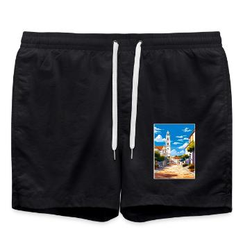 Fatima Portugal Vintage Reiseposter WPA Souvenir - Badeshorts - Schwarz - Vorne - AI Model Male 185 light (185cm)