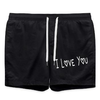 VALENTINSTAG. ICH LIEBE DICH. ICH LIEBE DICH. LIEBE. LIEBE - Badeshorts - Schwarz - Vorne - AI Model Male 185 light (185cm)