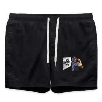 Disziplinierter Kendo Schwertkampf - Badeshorts - Schwarz - Vorne - AI Model Male 185 light (185cm)