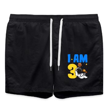 Ich bin 3 3. Geburtstag Feier Outerspace Bday - Badeshorts - Schwarz - Vorne - AI Model Male 185 light (185cm)