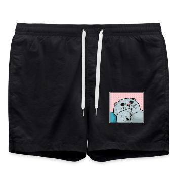 Kuschelweiche Foldex Rassekatze - Badeshorts - Schwarz - Vorne - AI Model Male 185 light (185cm)