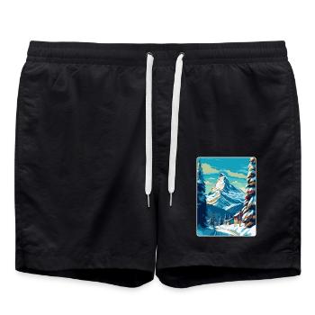 Zermatt Suisse Affiche de voyage vintage souvenir - Short de bain - noir - Devant - AI Model Male 185 light (185cm)