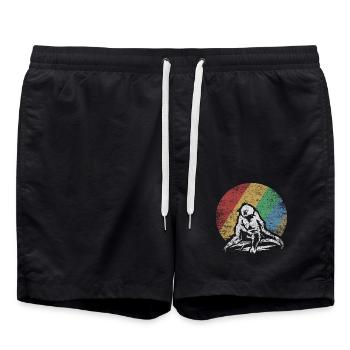 Kletterfreudiger Gibbon Regenwald - Badeshorts - Schwarz - Vorne - AI Model Male 185 light (185cm)