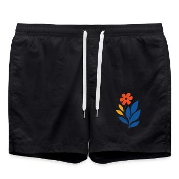 Florale Power – kräftig & kreativ - Badeshorts - Schwarz - Vorne - AI Model Male 185 light (185cm)