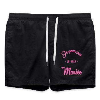 I CAN'T I'M MARRIED - Swim Trunks - black - Front - AI Model Male 185 light (185cm)