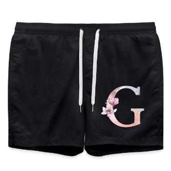 Buchstabe G - Badeshorts - Schwarz - Vorne - AI Model Male 185 light (185cm)