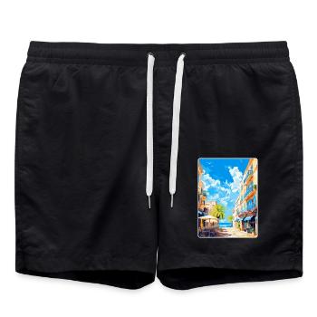 Palma De Majorque Espagne Affiche De Voyage Vintage WPA - Short de bain - noir - Devant - AI Model Male 185 light (185cm)