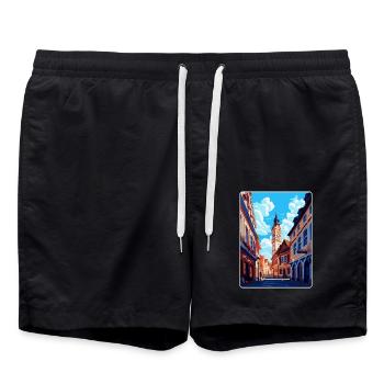 Weimar Germany Vintage Travel Poster Souvenir WPA - Swim Trunks - black - Front - AI Model Male 185 light (185cm)