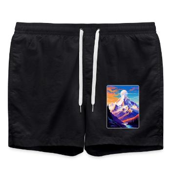 Mont Blanc Mountain Europe Vintage Travel Poster - Swim Trunks - black - Front - AI Model Male 185 light (185cm)