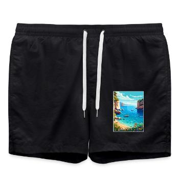 Zakynthos Griechenland Dekoration Griechisches Reiseposter - Badeshorts - Schwarz - Vorne - AI Model Male 185 light (185cm)