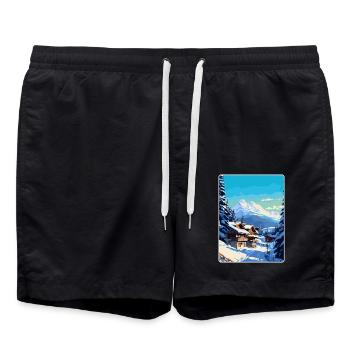 Megève France Affiche de voyage vintage WPA Souvenir - Short de bain - noir - Devant - AI Model Male 185 light (185cm)