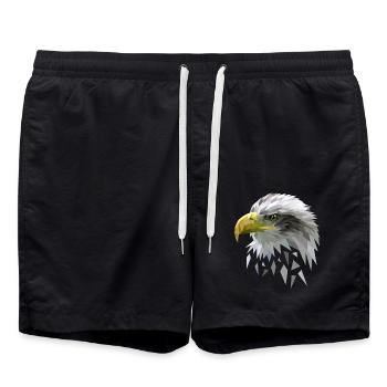 Seeadler Adler Low poly Polygone geometrisch - Badeshorts - Schwarz - Vorne - AI Model Male 185 light (185cm)