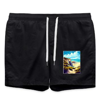 Crystal Cove California Vintage Reiseposter WPA - Badeshorts - Schwarz - Vorne - AI Model Male 185 light (185cm)