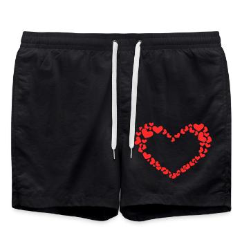 Herz Design mit vielen Herzchen Rot - Badeshorts - Schwarz - Vorne - AI Model Male 185 light (185cm)