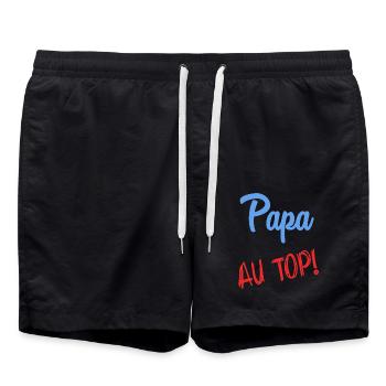 PAPA. VATERTAG. FROHER VATERTAG. ALLES GUTE ZUM GEBURTSTAG. - Badeshorts - Schwarz - Vorne - AI Model Male 185 light (185cm)