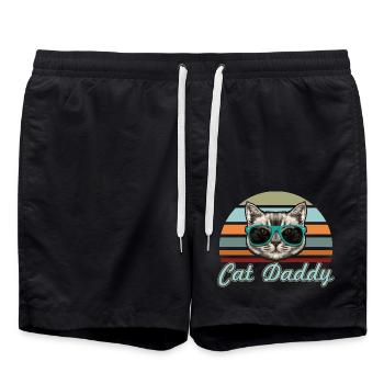 Hipster Cat Daddy Vintage - Badeshorts - Schwarz - Vorne - AI Model Male 185 light (185cm)