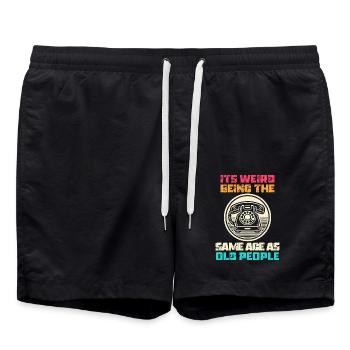 Jahrgang | Klassisch | Klassisch | Alt - Badeshorts - Schwarz - Vorne - AI Model Male 185 light (185cm)