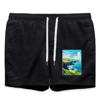 Péninsule de Dingle Irlande Royaume-Uni Affiche de voyage vintage - Short de bain - noir - Devant - AI Model Male 185 light (185cm)