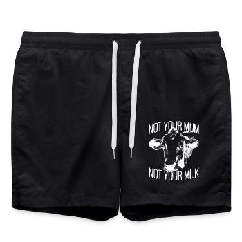 Not Your Mum Not Your Milk Vegan Veggie Vegetarier - Badeshorts - Schwarz - Vorne - AI Model Male 185 light (185cm)