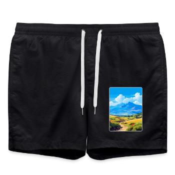 Mont Ida Grèce Affiche de voyage vintage souvenir - Short de bain - noir - Devant - AI Model Male 185 light (185cm)