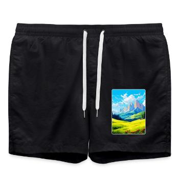 Dolomites Italie Affiche de voyage vintage Souvenir WPA - Short de bain - noir - Devant - AI Model Male 185 light (185cm)