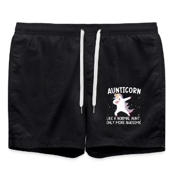 Aunticorn Tante Einhorn Coole Tante - Badeshorts - Schwarz - Vorne - AI Model Male 185 light (185cm)