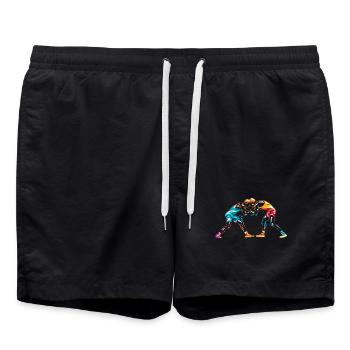Kraftvoller Ringer Mattenkampf - Badeshorts - Schwarz - Vorne - AI Model Male 185 light (185cm)