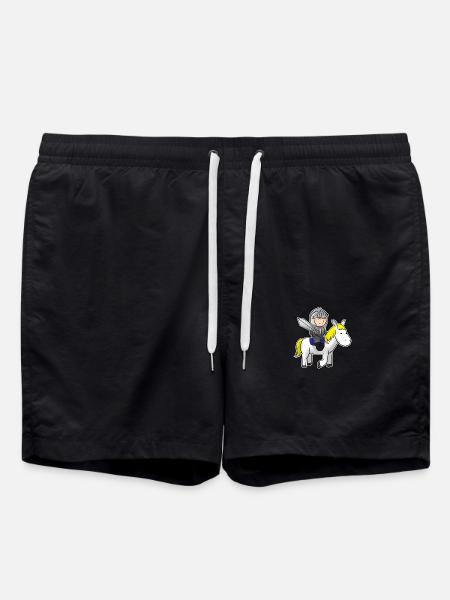 Kleiner Ritter Auf Pferd - Badeshorts - Schwarz