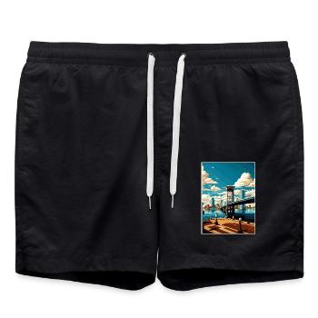 Jacksonville Florida Vintage Reiseposter WPA Kunst - Badeshorts - Schwarz - Vorne - AI Model Male 185 light (185cm)