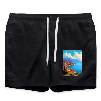 Ohrid Nordmazedonien Vintage Reiseposter WPA - Badeshorts - Schwarz - Vorne - AI Model Male 185 light (185cm)