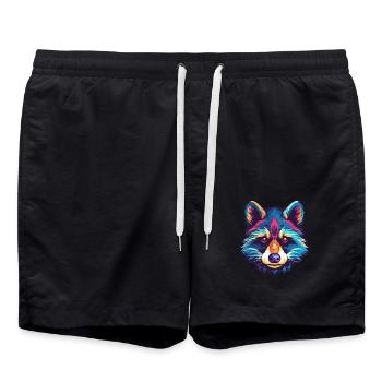 Waschbär buntes Aquarell Cartoon Kawaii Tier - Badeshorts - Schwarz - Vorne - AI Model Male 185 light (185cm)