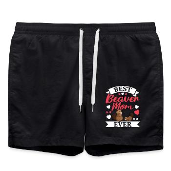 Beste Bibermama aller Zeiten Wildtier Tier Damm Na - Badeshorts - Schwarz - Vorne - AI Model Male 185 light (185cm)