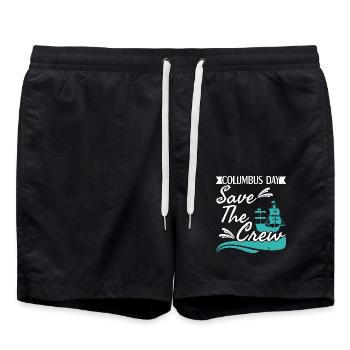 Columbus Day Seefahrer Schiff Christoph Kolumbus - Badeshorts - Schwarz - Vorne - AI Model Male 185 light (185cm)