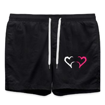 Herz in Rosa und Weiß - Badeshorts - Schwarz - Vorne - AI Model Male 185 light (185cm)