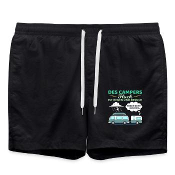 Des Campers Fluch Regen Und Besuch Camper Camping - Badeshorts - Schwarz - Vorne - AI Model Male 185 light (185cm)